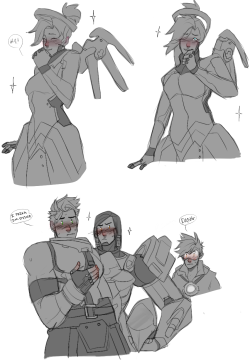 saltylenpai: My wife forced me to upload this. Also i just really wanted to draw the Mercy laugh taunt so uh bye 