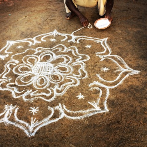 instagram:  Creating a Rangoli with @harisrashid  For more rangoli photos and videos, browse the #rangoli hashtag. For more of Haris’s rangoli projects and other artwork, follow @harisrashid on Instagram.  “I was always fascinated with rangoli designs