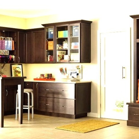 Craft Room Craft Room DetroitInspiration For A Large Transitional Built-in Desk, Ceramic Tile, And Fireplace-free