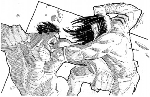 ungoliantschilde:  some black and white artwork by Ron Garney.