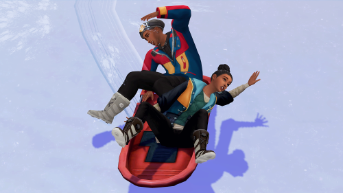 Two adventurous sims on a sled? recipe for injury.