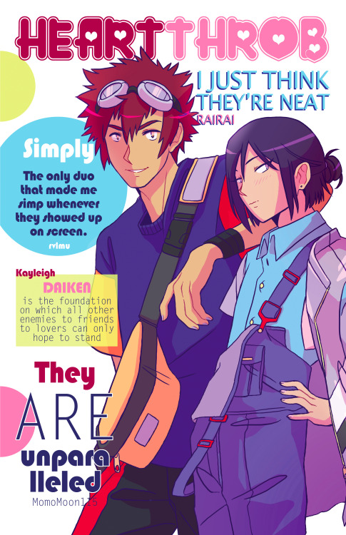 Here are my contributions for HEARTTHROB: a Daiken zine! I received my copy two days ago and wow it’