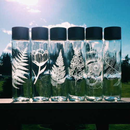 Etched Glass Water Bottle // CrystalDaeDreams