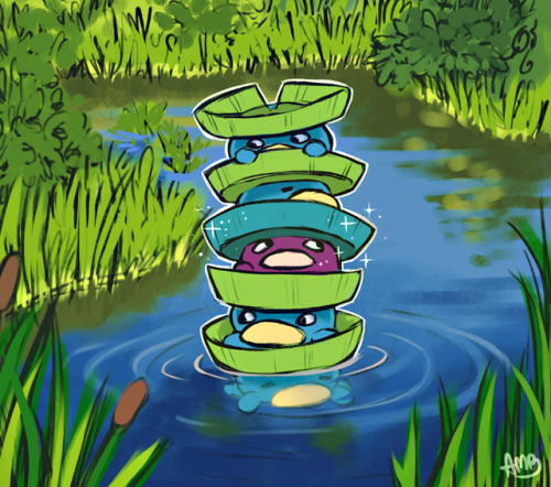 little-amb:A Lotad pile in a pond!! ♫Commissioned by @ejbarnes89!! Thank you so much!