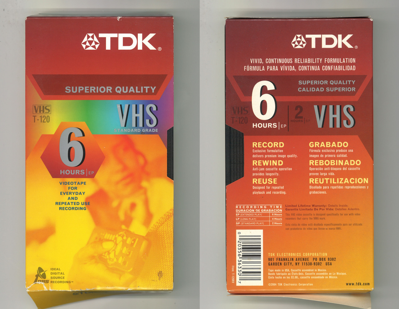 TDK SUPERIOR QUALITY VHS VIDEO CASSETTE T-120 TAPE “Ideal Digital Source Recording”