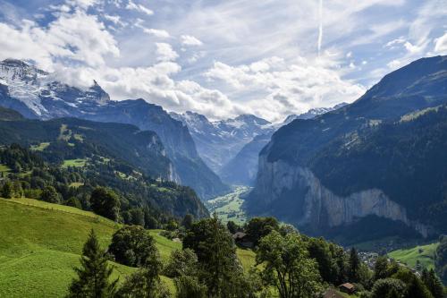 amazinglybeautifulphotography:Train ride view from Lauterbrunnen up to Wengen, Switzerland [OC] [489