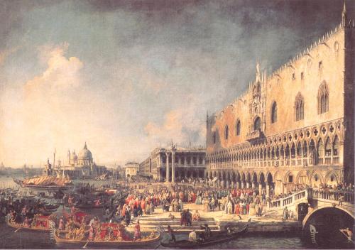 brynnger:Reception of the French Ambassador at the Plazzo Ducale, Venice - Canaletto (c.1726 - 1727)