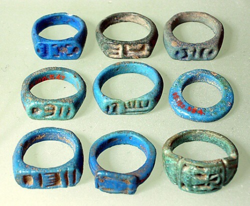 awesomepharoah: A collection of various rings, ca. 1295-1070 B.C.E, 19th Dynasty (Ramesside period),