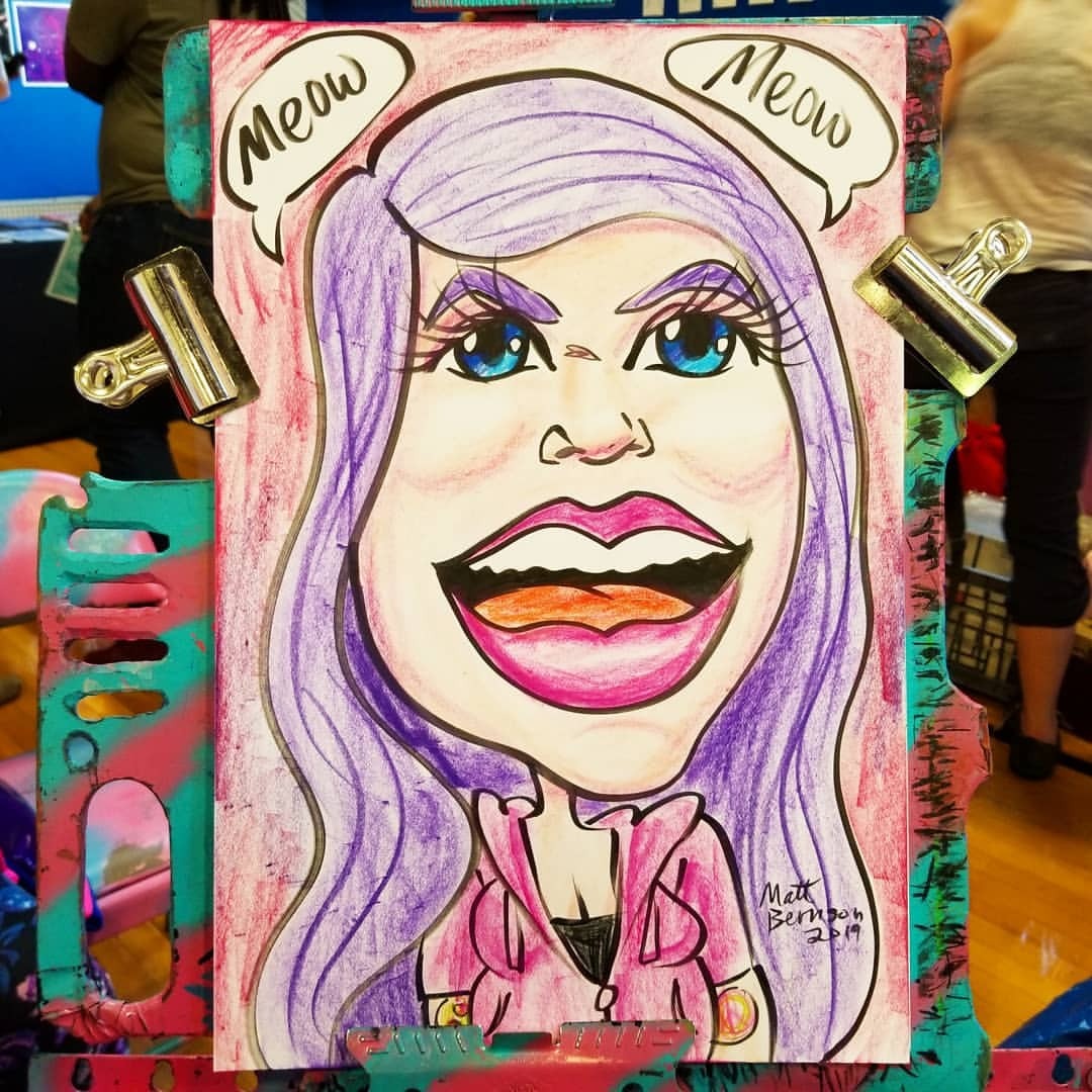 Doing caricatures today at the Black Market!  Happy Pride!  My purple lady has the