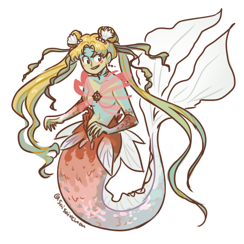 artsycrapfromsai: say hello to sailor mermoon so i had this idea earlier of sailor moon as a mermaid