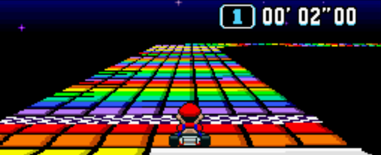 nothingbutgames: The Rainbow Road from Super Mario Kart (1992) is the track that