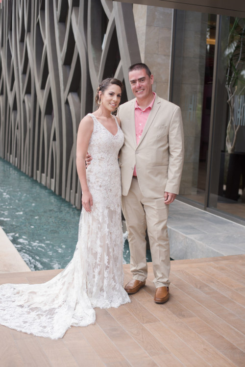 When you only have eyes for each other! And that beautiful custom lace gown with stunning open back&