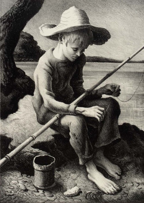 arinewman7:The Little FishermanThomas Hart BentonLithograph printed in black ink on wove paper, 1967