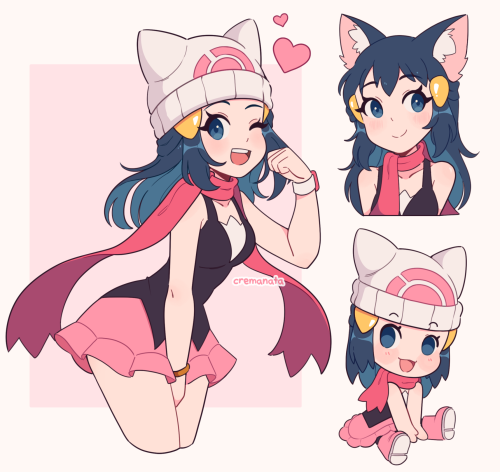 cremanata:♡ dawn + cat ears ♡twitter