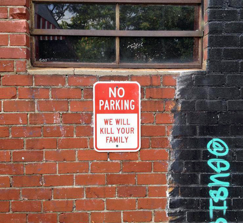 tastefullyoffensive:  Guess I’ll part somewhere else then… (spotted in Asheville,