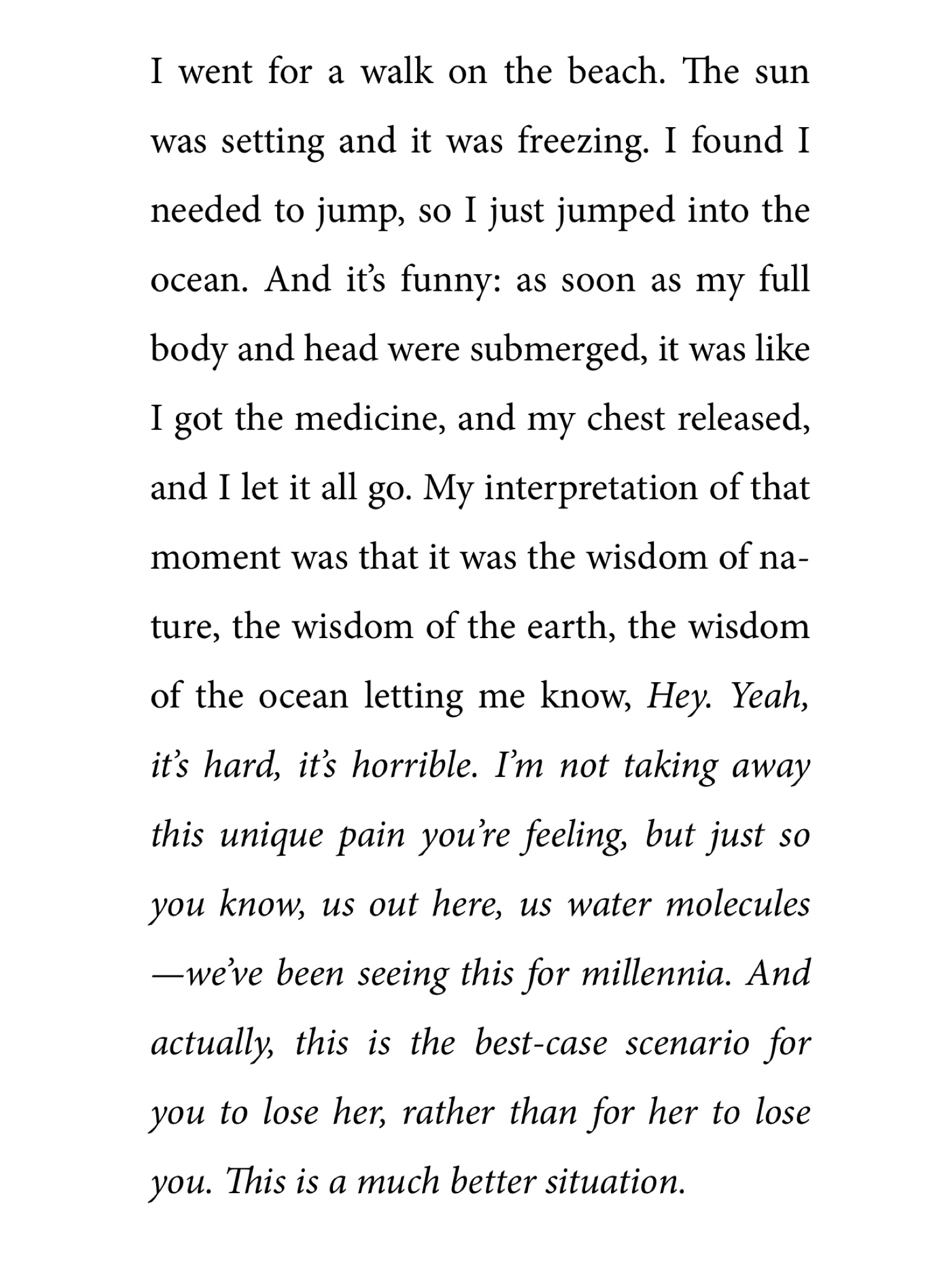 mxrstar:anatomyofacowboy:Andrew Garfield on losing his mother, The Believer[ID: it’s a screenshot that says: “I went for a walk on the beach. The sun was setting and it was  freezing. I found I needed to jump, so I just jumped into the ocean.