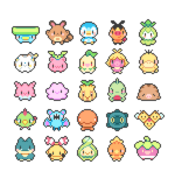 Togedemaru Pokemon Pixel Art Pattern