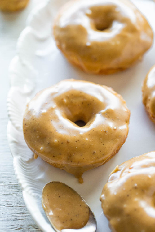 Banana bread donuts with browned butter caramel glaze