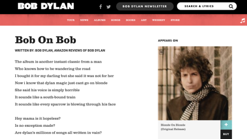 a bob dylan songwritten using a predictive text keyboardsource: bob dylan + amazon customer reviews 