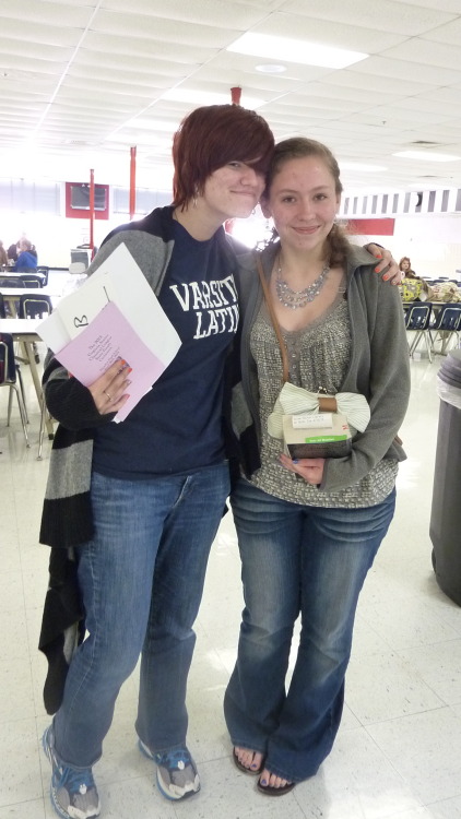 Two Riverbend seniors pose before they compete in their last Certamen.  Herndon High School - 2013 S