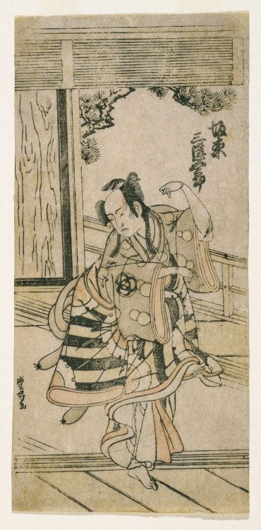 Actor Dancing the Fox Dance, Utagawa Toyomaru, ca. 1780, Brooklyn Museum: Asian ArtSize: 11 1/8 x 5 
