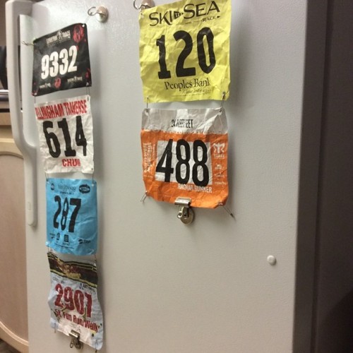 Race Bib is up on the fridge. That means it&rsquo;s official. #ragnarnwp @runnerspace