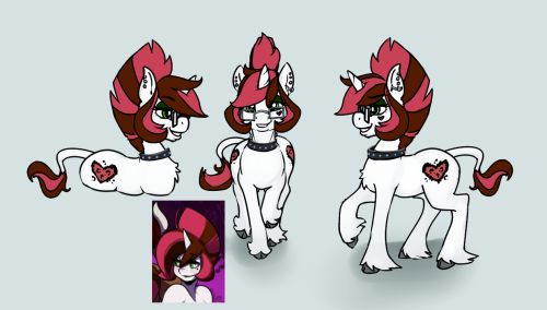 Hey look! A Skuttz ref sheet! I’m on the fence about what tail to stick with. I like “traditional” unicorns so much and I love their “lion” tails. I almost want to make it cannon that she shaves her tail but the tip, just so she looks like that