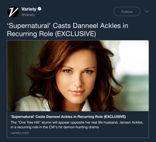 SO IN 2012, DANNEEL ACKLES PROBABLY SAID THAT SHE’D APPEAR ON SUPERNATURAL SEASON 13 AS A JOKE OR MA