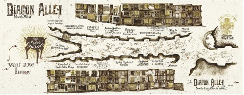 magicscrapbook: Diagon Alley Maps by Miraphora Mina and Eduardo Lima for the film Harry Potter and t