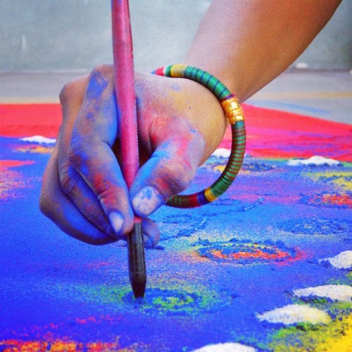 instagram:  Creating a Rangoli with @harisrashid  For more rangoli photos and videos, browse the #rangoli hashtag. For more of Haris’s rangoli projects and other artwork, follow @harisrashid on Instagram.  “I was always fascinated with rangoli designs