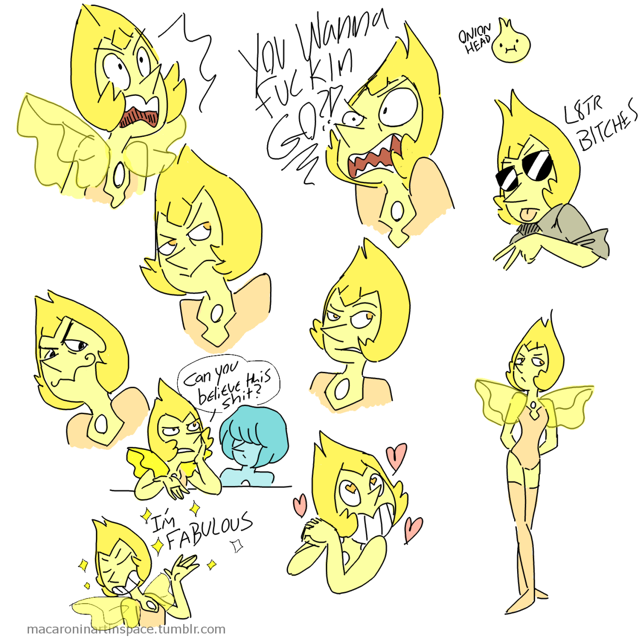macaroninartinspace:  some sloppy yellow pearls 