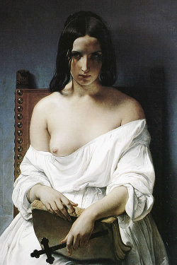 femalebeautyinart:  The Meditation by Francesco Hayez, 1851 