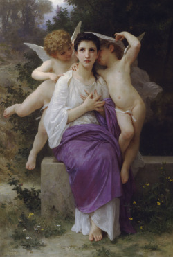 artist-bouguereau:  Leveil Heart, William-Adolphe BouguereauMedium: oil,canvas  As her own desires speak to her, the initial response is, “How can I possibly desire these things. What’s wrong with me that I need to be treated like this.” After