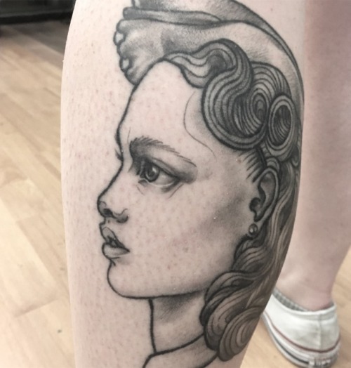 Healed ladyhead tattoo by me