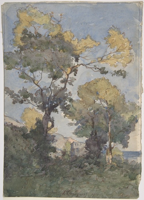 Henri Joseph Harpignies（French, 1819-1916）
Landscape 1900
Watercolor, graphite