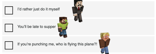 theminecraftbee: so i heard textpost memes were popular[image ID: eight images. the first is a title