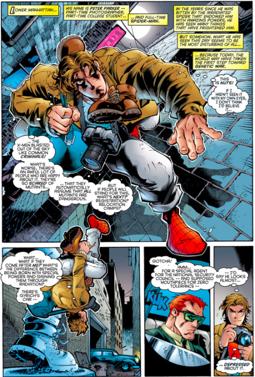 Peter Parker decides to do some investigating of Henry Peter GyrichUncanny X-Men #346, August 1997Wr