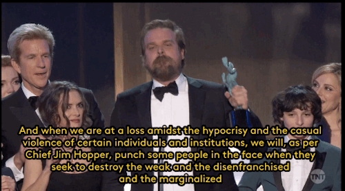 refinery29: Watch: Trust us that it’s not clickbait when we say this speech about punching Nazis was so fired up that it changed our lives The theme of the 2017 SAG Awards was unity, unity, and more unity. For one of the final speeches of the night,