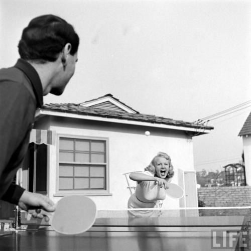 Peggy Lee playing table tennis(Allan Grant. 1948)