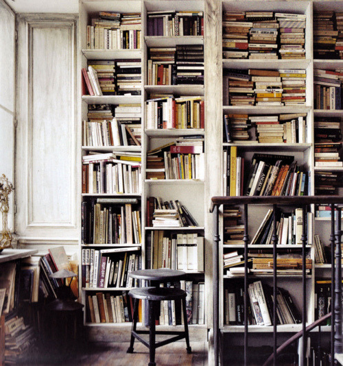 abookblog:Source Unknown {vintage eclectic rustic industrial library} by recent settlers