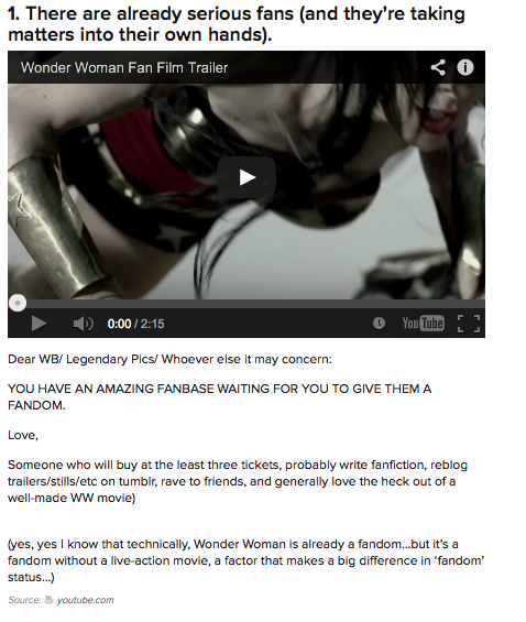 fandomsandmisandry:  gailsimone:  shakeytime:  6 Reasons We Need A Wonder Woman Movie       