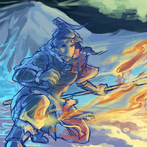 taikova:  a sketch of korra in icy settings <3 