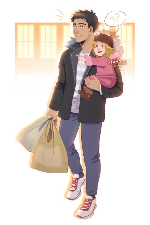 Another cute dad and daughter moment for @fractionallystruckout with Tetsu from Ace of Diamond and F