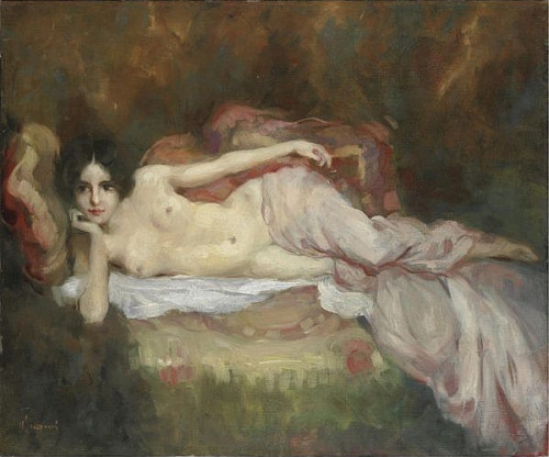 artbeautypaintings:Reclining nude - Vittorio Gussoni