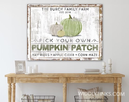 pumpkin patch sign personalized with family name