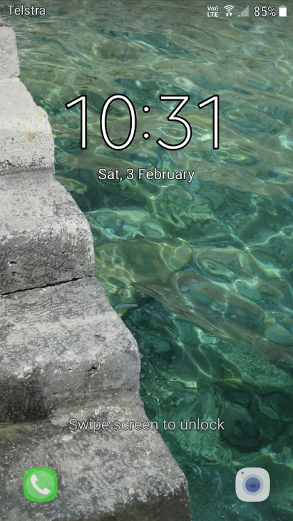 Here you are @exitrowiron my screen lock: steps leading into the jade Adriatic Sea at Kortula.