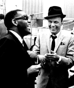 billiesholiday:  Frank Sinatra with Ray Charles in the recording studio, c. 1963 
