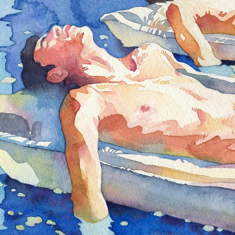 gabrielzebub:  “Two Boys Floating” 8x10” original watercolor on paper .www.etsy.com/shop/gabrielgarbowart