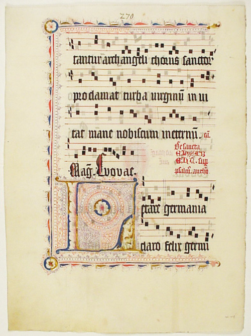Manuscript Leaf with Initial L, from an Antiphonary via Medieval ArtMedium: Tempera, ink, and metal 
