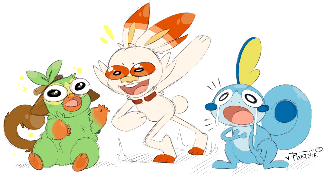 pixelyteart:  The Gangs All HereDrew some good old pokemon starters With a bonus